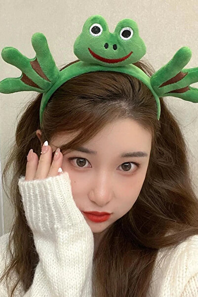 Kokoş Green Color Frog Figured Plush Crown
