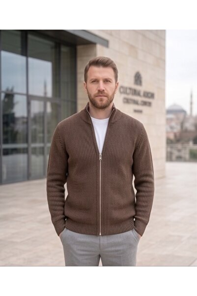 Thebomb Anti-Pilling Stand Collar Zippered Men's Knitwear Cardigan