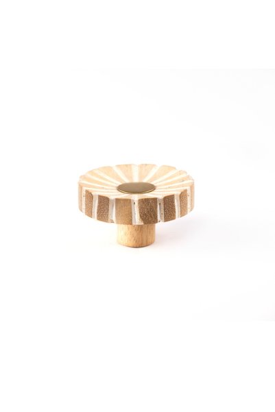 OEM Buton pentru mobila, REI, metalic, lemn, alb, 44 x 44 x 25 mm