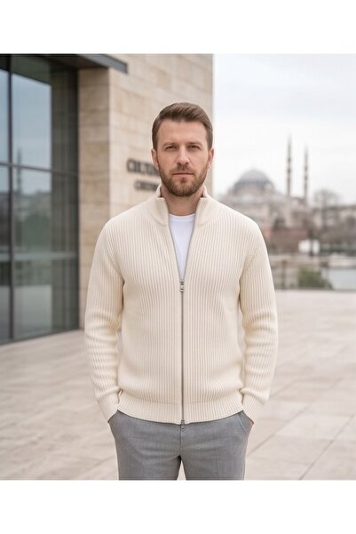 Thebomb Anti-Pilling Stand Collar Zippered Men's Knitwear Cardigan
