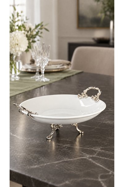 MAY HOME Ayaklı Kulplu Porselen Sunum Kasesi & Salata Meze İkramlık Servislik...