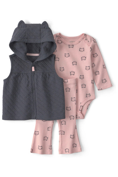 Carter's Kız Bebek Yelekli Set 3 Ay-24 Ay Gri