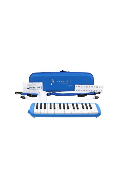 hepeğitim 32 Tuşlu Özel Oval Çantalı Lacivert Melodika (Yedek Ağızlıklı)
