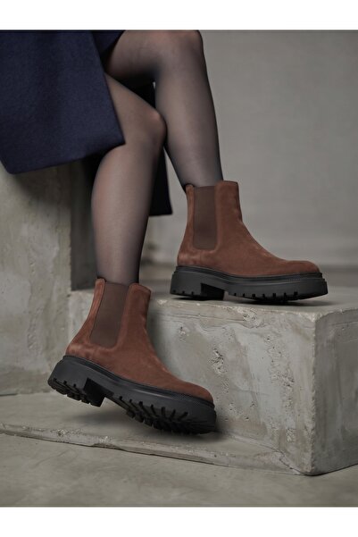 NOVELLAM SHOES Kadın Arven Açık Taba Süet Dikişli Yandan Lastikli Kalın Taban...
