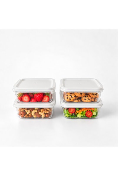 Sariva Home Set of 4 500 ml Food Storage Containers with Lids for Fruits, Salads, Cookies, and Nuts