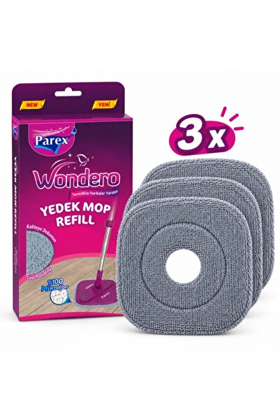 Parex Set 3 Lavete de Rezerva pentru Mop Wondero, 100% Microfibra, Lavabile s...