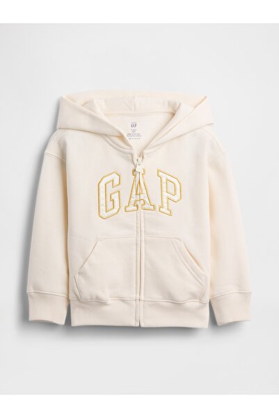 GAP Kız Bebek Krem VintageSoft Logo Fermuarlı Sweatshirt