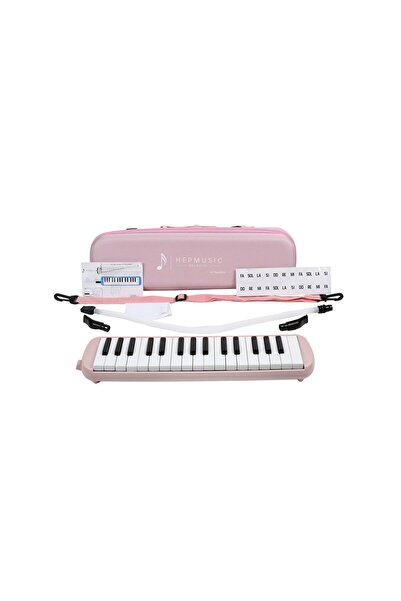 hepeğitim 32 Tuşlu Özel Oval Çantalı Açık Pembe Melodika (Yedek Ağızlıklı)