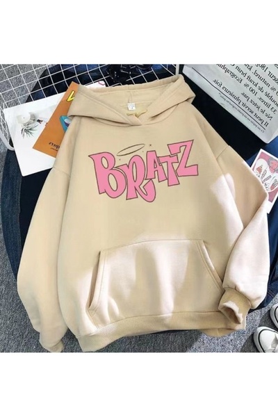 Vordevia Bratz Printed Premium Oversize Hooded 3-Yarn Cotton Sweatshirt