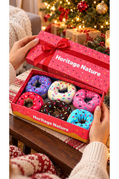 HNSOCKS RENKLİ ÇORAP MAFYASI Heritage Nature Donut Patterned Colorful Striped...