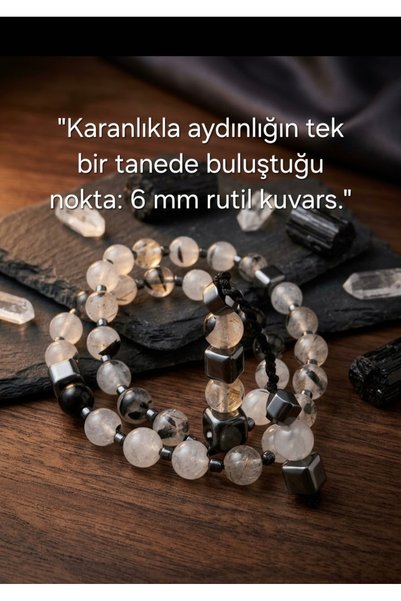 güleçdoğaltaş Güleç Natural Stone Natural Rutile Quartz Stone 33-Piece Prayer...