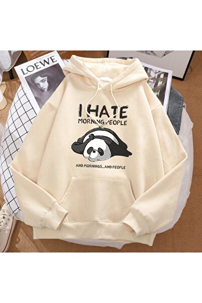 Vordevia Φούτερ με κουκούλα Panda Printed Premium Oversize από βαμβάκι 3 κλωστών