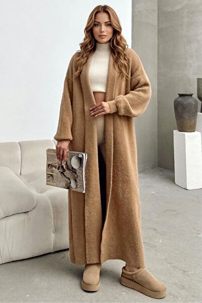 Miss Beyoğlu Kadın Oversize Uzun Triko Hırka – Pembe, Taş, Bej , Siyah , Kahv...