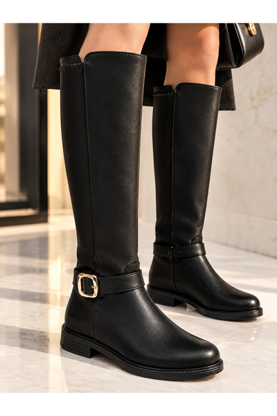 ALFHA Women's Black Long Boots Below the Knee, Comfortable Non-Slip Sole, Sty...