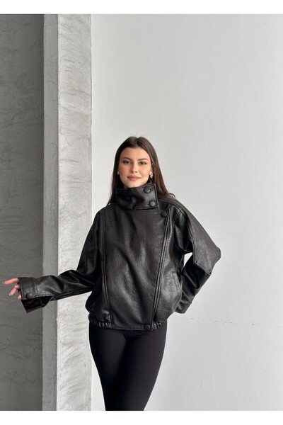 SV Sun Victoria Kadın Oversize Deri Ceket