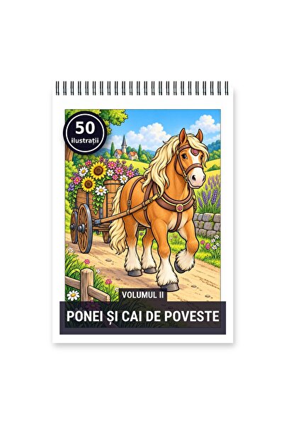 Legendary Gifts Carte de colorat, 50 de ilustrații Ponei si cai de poveste - ...