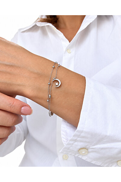 Ressia Moon and Star Detailed Double Stone Bracelet