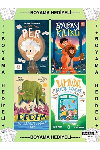 Timaş Yayınları Boyamalı - Gizemli Yazar Per - Babası Kılıklı - Dedem ve Salkım Söğüt - Umuda Açılan Pencere , Tuğba Coşkuner , Mert Arık Abdil Mert 2. 3. 4. 5. Sınıf
