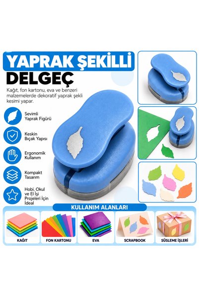 Mçb Group Yaprak Şekilli Orta Boy Şekilli Delgeç | Kağıt Fon Kartonu Eva Delgeç | Scrapbook Hobi Delgeci