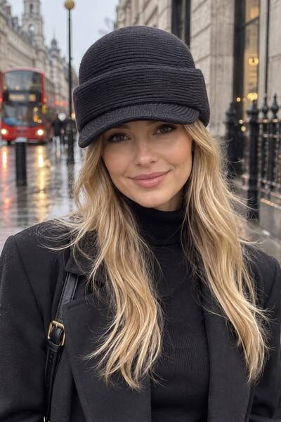 BALIENTE Black Premium Docker Cap Women's Hat