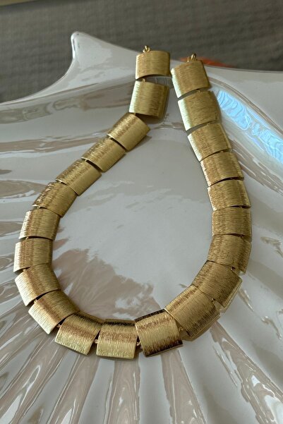 Trendy Butik Vip Bombe Square Model Plate Necklace