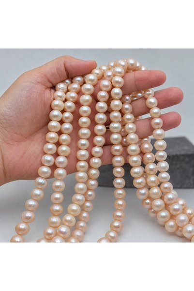 Yasamtohumu Pearl String Light Salmon 11*9 mm – Natural Texture Royal Series (63306)