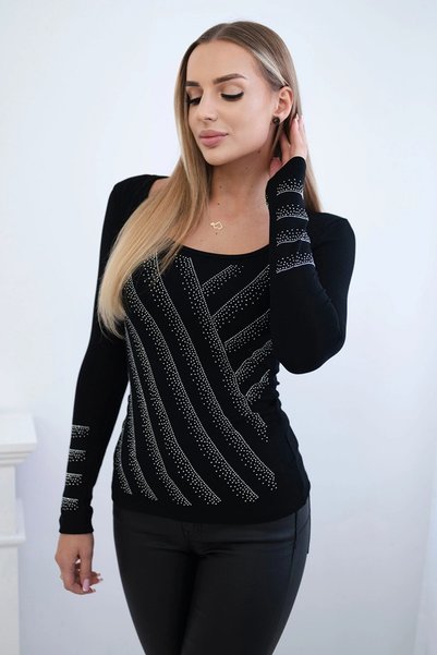 Kesi Bluză tricotată cu guler rotund, neagră