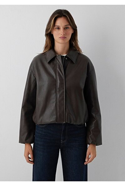 Mavi Brown Faux Leather, Loose Fit Women's Jacket.