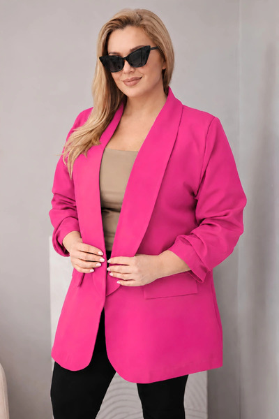 Kesi Blazer elegant, supradimensionat, fucsia, mărimi mari, din material elas...
