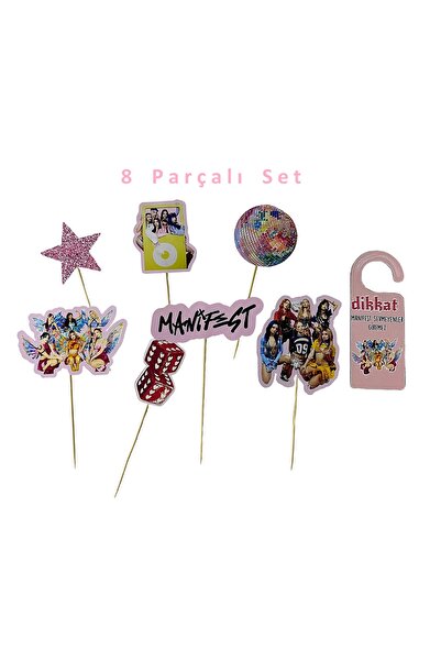 Schulzz Party Lüks Manifest Temalı Doğum Günü Parti Pasta Süsü 8 Parça Full Set