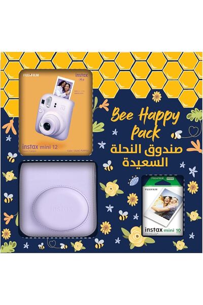 Fujifilm حزمة instax Mini 12 Bee Happy Pack - أرجواني فاتح (نسخة المملكة العر...