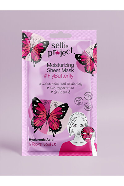 Selfie Project Mască de față hidratantă #FlyButterfly, cu acid hialuronic, 1 buc