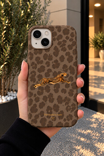 OVADA İPhone 13/14/15 Uyumlu Leopar Desenli Silikon Telefon Kılıfı