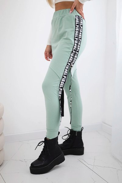 Kesi Pantaloni de damă verde mentă închis cu fustă atașată și fermoare