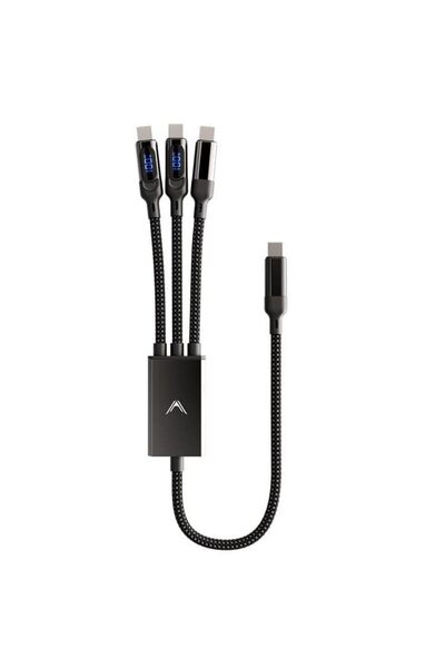 Futurizta Tech Hydra 3‑in‑1 Triple USB‑C 100 W PD Fast‑Charge Cable with Smar...