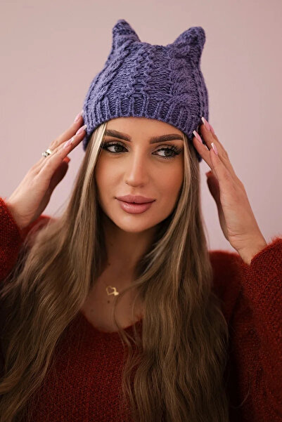 Kesi Căciulă de iarnă pentru femei cu fleece și model la modă, mov deschis