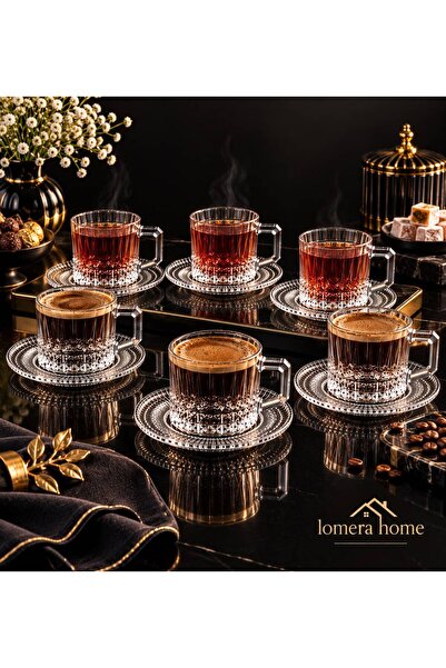 Lomera Home 6’lı Kristal Görünümlü Kahve ve Çay Fincan Seti – Özel Tasarım De...