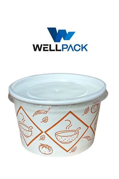 wellpack Karton çorba kasesi 25 adet kapakli 16 oz