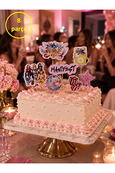 Schulzz Party Lüks Manifest Temalı Doğum Günü Parti Pasta Süsü 8 Parça Full Set