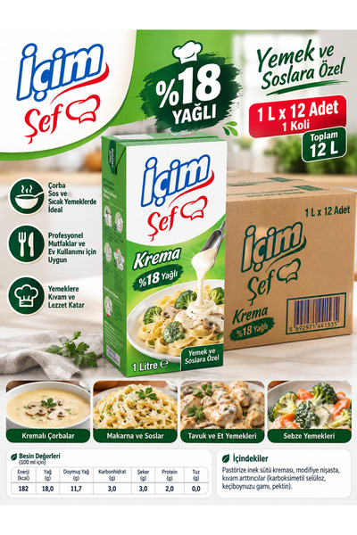 ŞEF YEMEKLİK KREMA 1000GRX12 adet