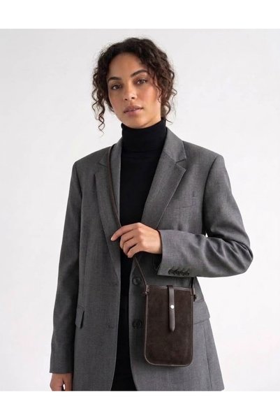 Ose Paris Bitter Coffee Suede Phone Bag