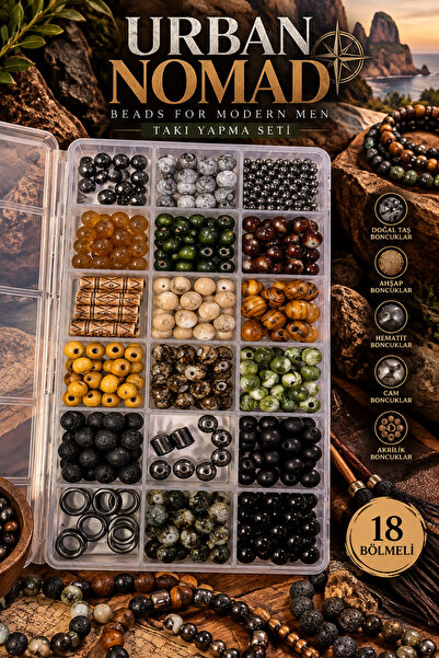 By MO Accessories Urban Nomad Erkek Takı Yapma Seti – 18 Bölmeli Hematit, Doğ...