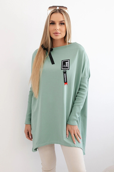 Kesi Hanorac oversize cu laterale asimetrice, verde mentă închis
