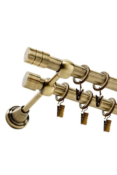 Flamex Galerie metalică dublă Owal, antic auriu, Ø19/19 mm, 250 cm