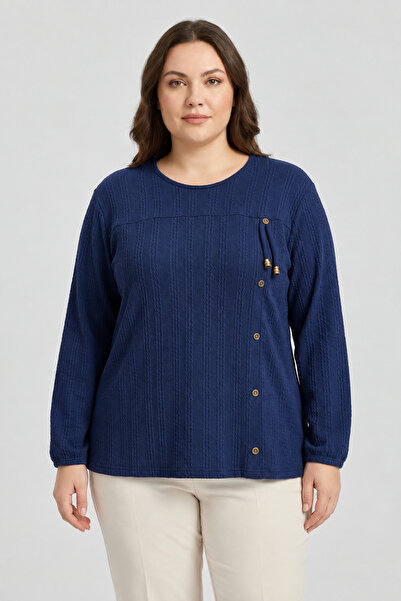 Ravencia Winter Hair Knitwear Buttoned Soft Blouse