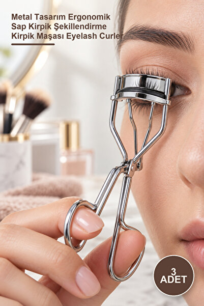 Yenilig 3 Pieces Silver Eyelash Curler – Metal Design Ergonomic Handle Eyelas...