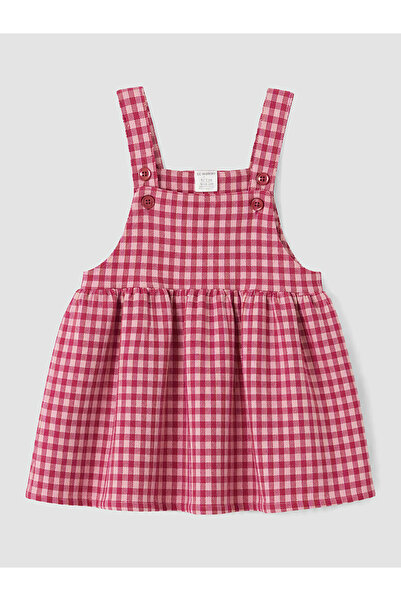 LC Waikiki Baby Girl's Checkered Embroidered Gabardine Dress for Style Enthus...