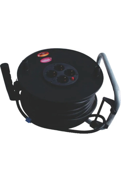 Flamex Extension cord on reel, 4 sockets, with carrying handle