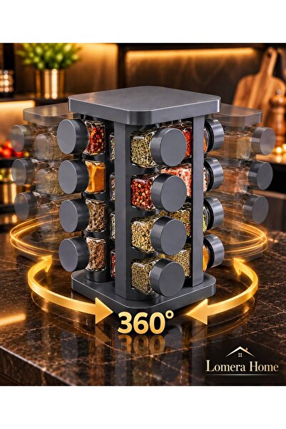 Lomera Home 12 Adet Baharatlık Seti – 360° Dönen Tasarımıyla Lüks ve Şık Baha...