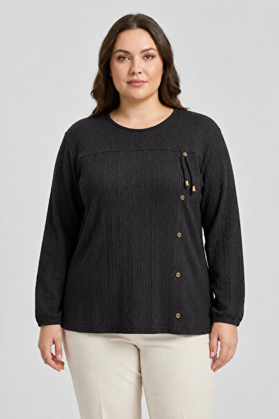 Ravencia Winter Hair Knitwear Buttoned Soft Blouse